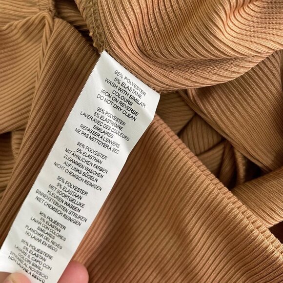 Boohoo Ribbed Long Sleeve Bodysuit Womens Size 10 Tan Brown NWT - Picture 8 of 9